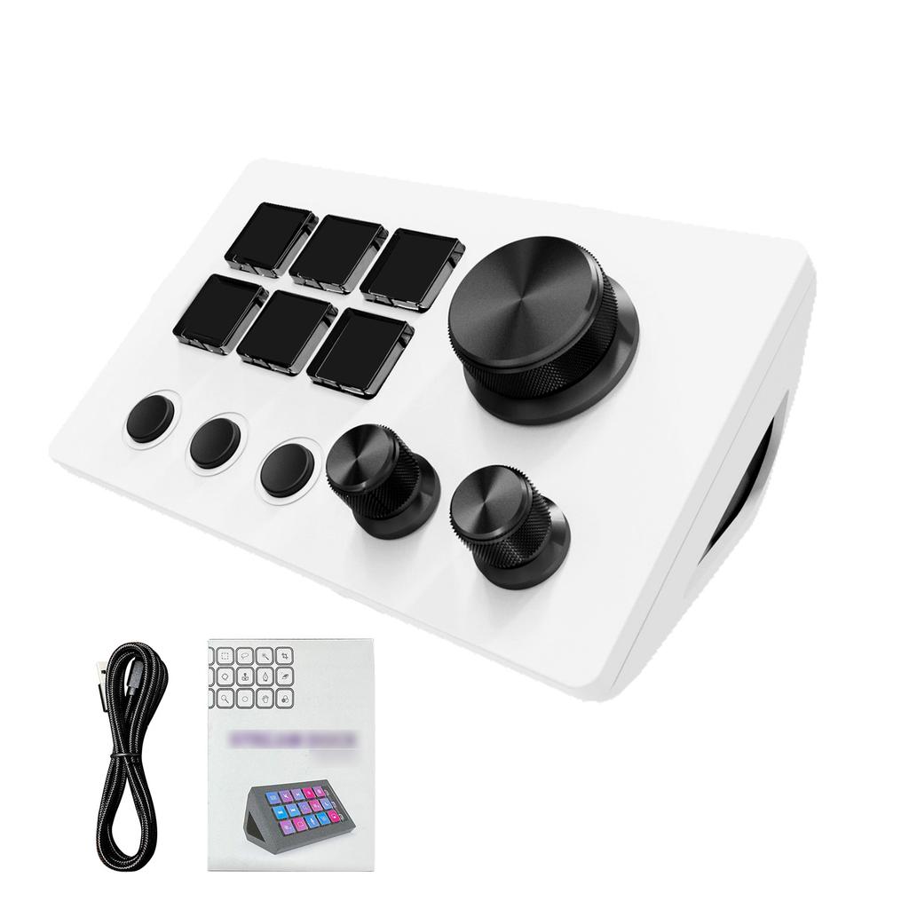 Visueller Tastatur-Stream-Controller mit 6 anpassbaren Tasten, 3 Knöpfen für Content Creators, Gaming, Weiß