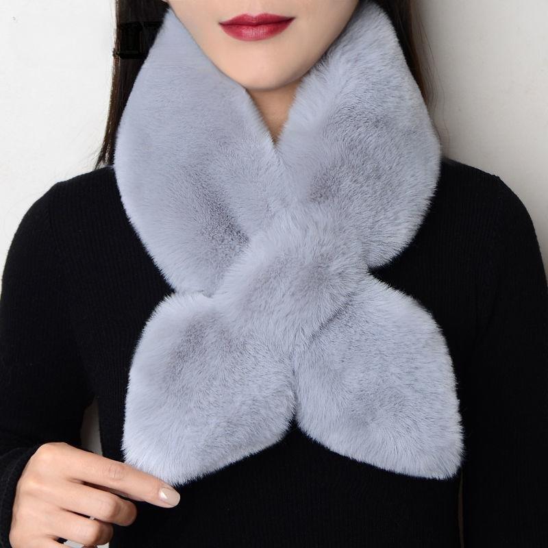 Plüsch Schal Damen Winter Nachahmung Rex Kaninchen Pelz Kragen Verdickt Warme Alle-spiel Pelz Kragen Einfache Kreuz Schal
