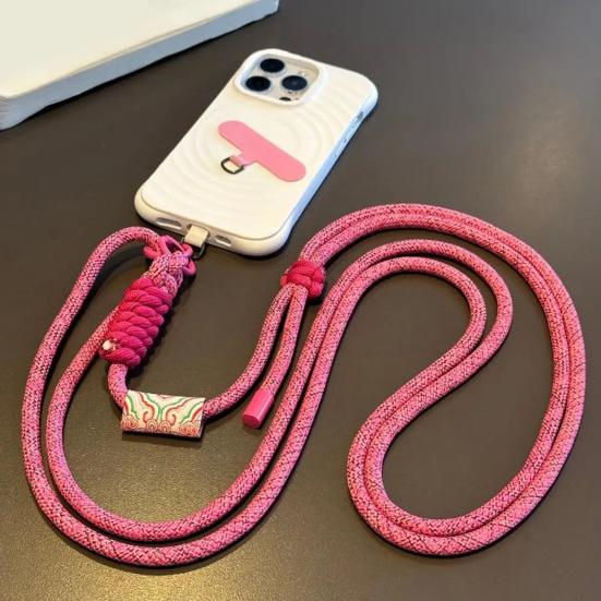 Adjustable Phone Lanyard with Auspicious Clouds Pattern Long Crossbody Strap Anti-loss Phone Tether Fashionable Phone Accessory