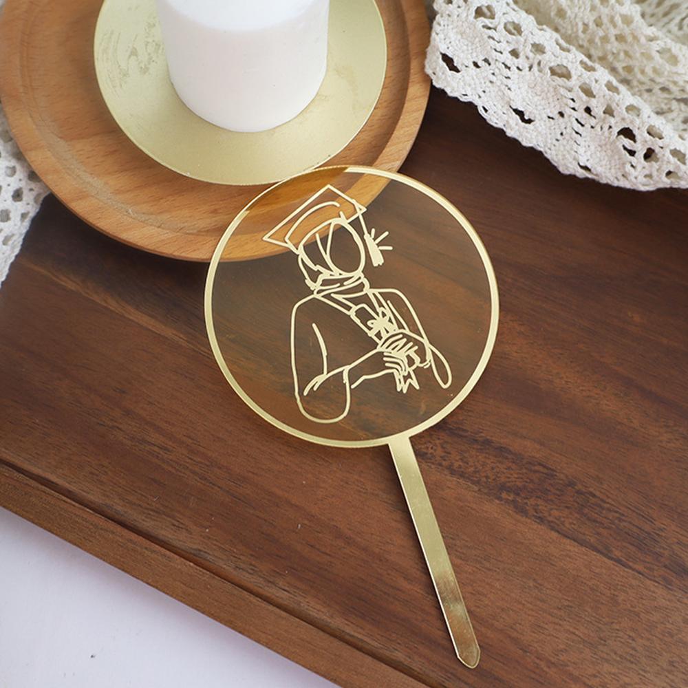 3pcs Gold Black Acrylic Graduation Cake Decorations for Congratulations Graduation Party Cake Topper Decorations Plugin