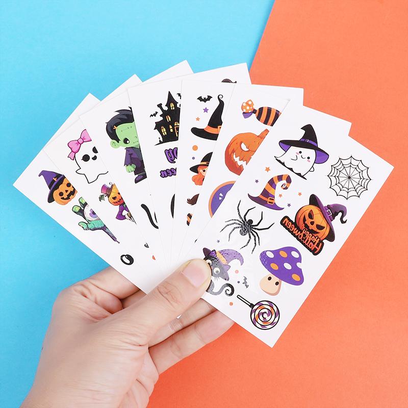 10 Stück Halloween Tattoo Aufkleber Cartoon Kürbis Geist Fledermaus Spinne Temporärer Aufkleber Kinder Geburtstagsparty Gastgeschenke Junge Mädchen Geschenke