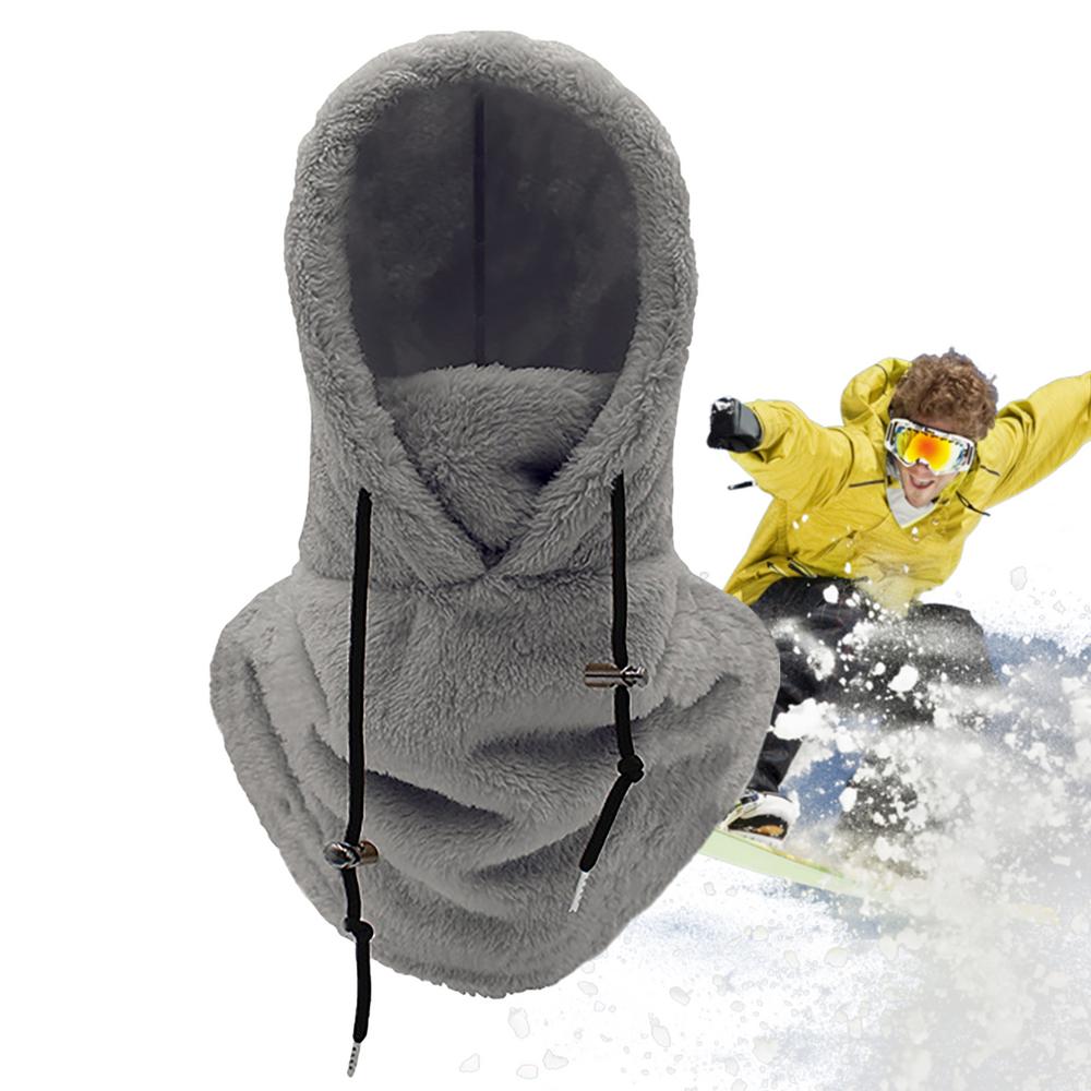 

Универсальный шерпа-капюшон для лица и шеи, покрывающий мотоцикл, многофункциональный тепловой зимний шарф для шеи, легкий женский шарф для шеи серый