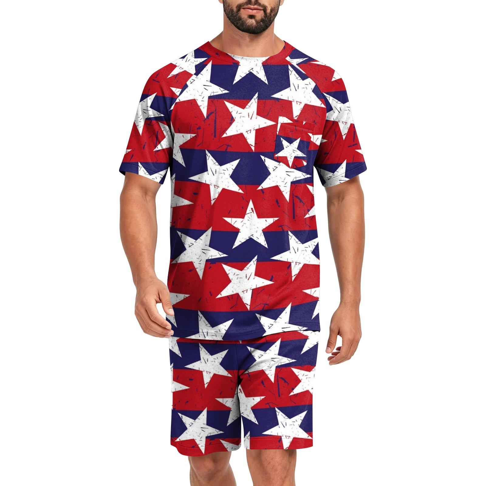 

Men s Short Sleeve Pajama Set Lightweight Breathable Sleepwear Top and Shorts Comfortable Summer Lounge Outfit XL