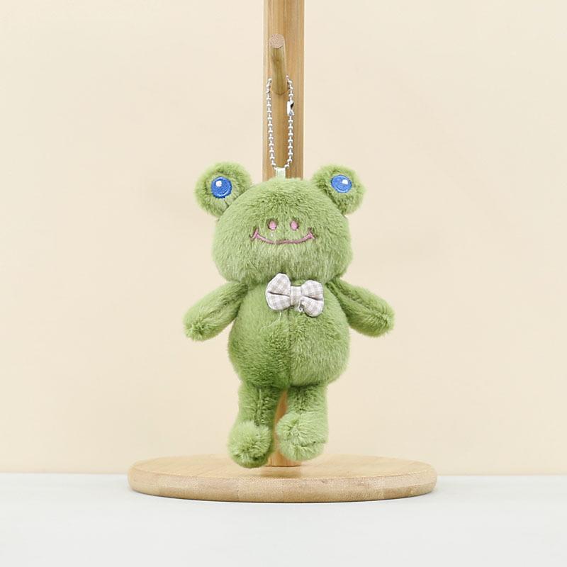 

And Green Cute Pink Bow Tie Frog Plush Pendant Keychain Soft Toy Stuffed Green Frog Bow