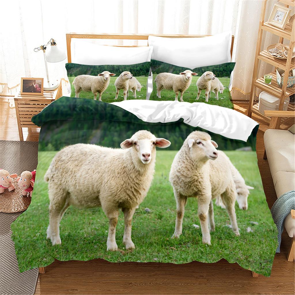 3D Printed Sheep Duvet Cover with Pillow Cover Bedding Set Single Double Twin Full Queen King Size Animal Bed Set Bedroom Decor