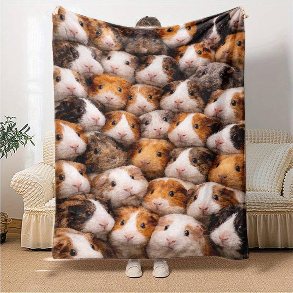 Guinea Pigs Print Flannel Blanket High Quality Warm Comfortable Cover for All Seasons Perfect for Gifts Home Decor