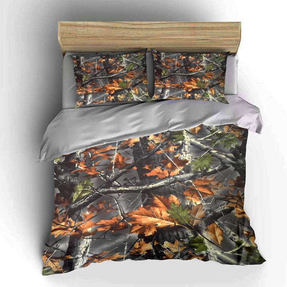 Autumn Camouflage Outdoor Gear Set kid's and adults' bedroom decor, Exquisite three-piece bedding set gift