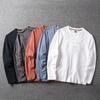 T-shirt de base à manches longues pour homme, lavé, pour le printemps/l'automne, avec imprimé de lettres et col rond