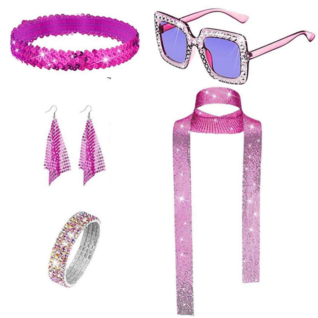 1970s Theme Party Disco Costume Set Sunglasses Earrings 70s Disco Costume Set 1970s Disco Accessories