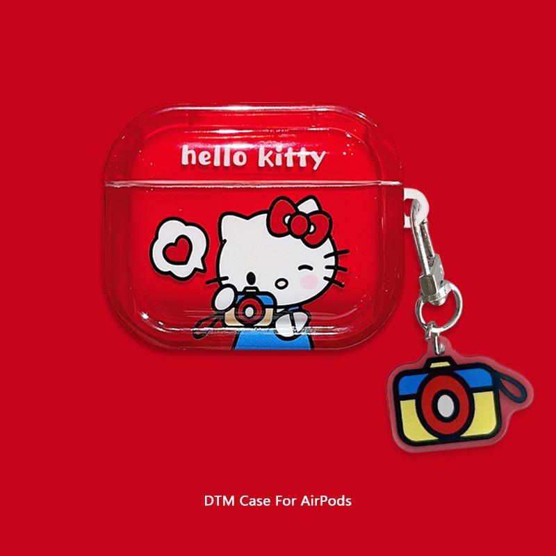 

Second Generation and Third Generation Airpodspro Wireless Bluetooth Earbuds Case 3 Generation 4 Generation 5 Generation Hard Shell Shatter-Resistant AirPods Generation 3 [Camera Kitty cat] + pendant