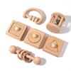 Montessori Puzzle Toys Wooden Geometric Shapes Sorting Baby Toys Wooden Rattles Ring Rattles Sensory Toys Preschool Education