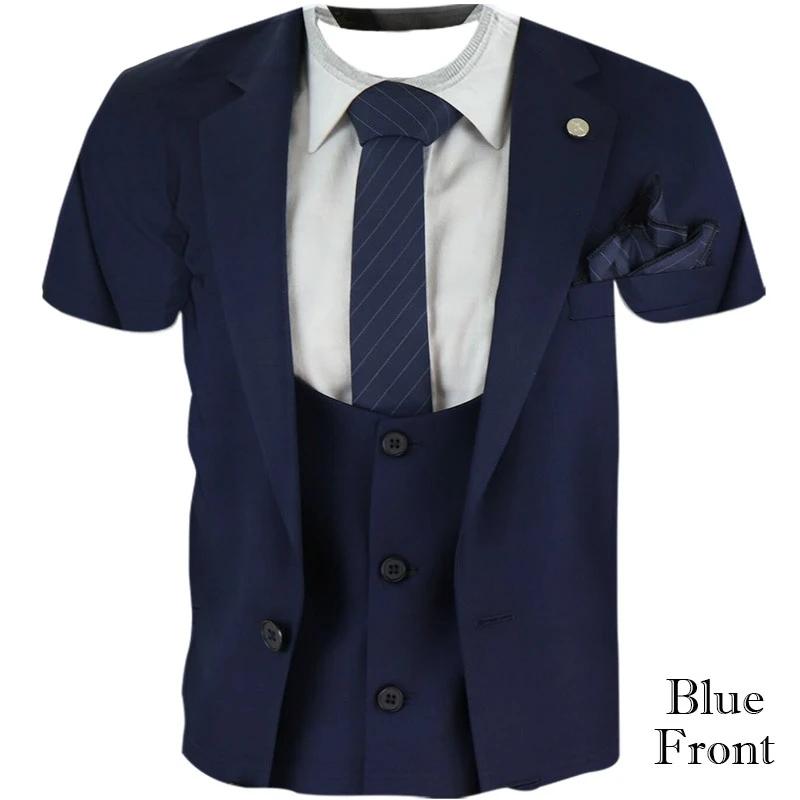 

3D Print Sport Breathable Funny Fake Suit Men T-shirt Luxury XXS