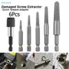 5-Piece Damaged Screw Extractor Set | 6.35mm Hex Shank Bolt Remover Kit for Broken Fasteners (with Adapter)