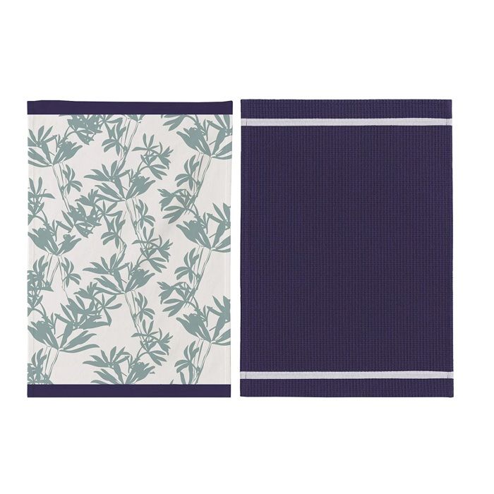 Torchon - Duo Style - Lot De 2 - 50 X 70 Cm - 100% Coton - Bleu