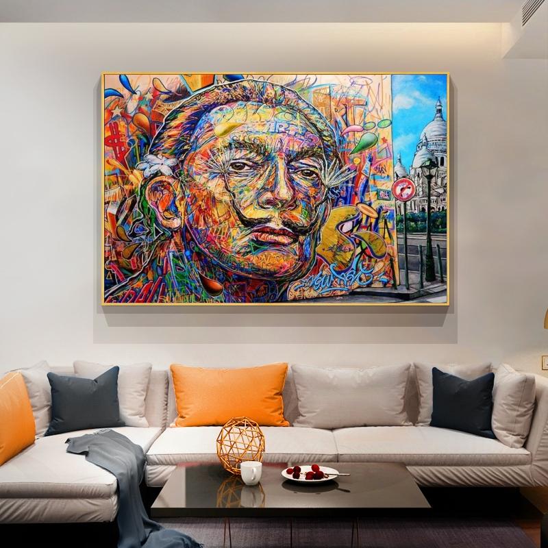 Abstract Salvador Dali Portret Canvas Art Poster Picturi în ulei Imprimare pe pânză Graffiti Wall Art Pictures for Living Room Decor