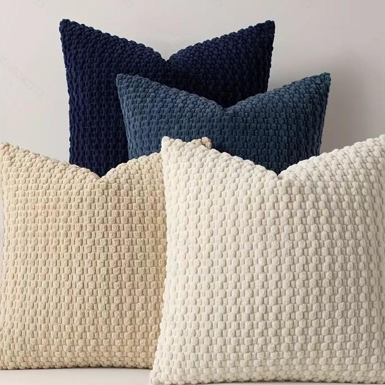 Bohemian Corduroy Bubble Bead Throw Pillow Cover