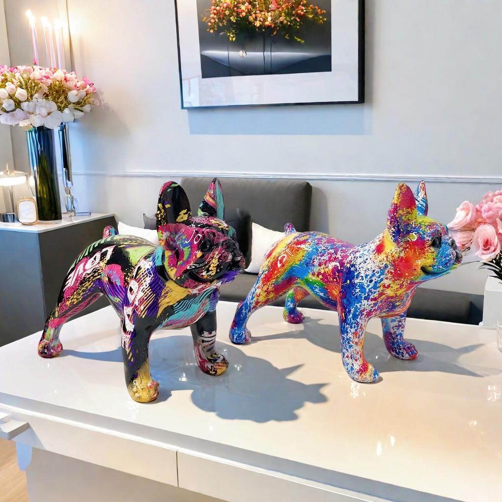 Moderne, einfache Transfer-Stierkampfhund-Ornamente aus Kunstharz, Kunsthandwerk, kreatives Geschenk, Einweihungsgeschenk