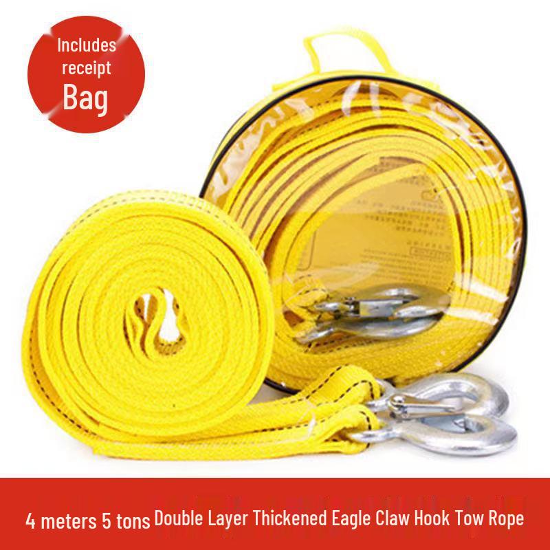 Safe Travel Steel Wire Car Tow Rope - Reinforced Emergency Tie-Down Strap