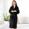 Women's Winter Flannel Nightgown with Coral Fleece Long Bathrobe and Thick Velvet Nightgown