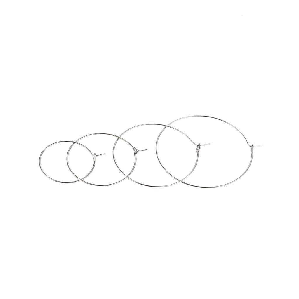 100Pcs Champagne Wine Glasses Rings Markers Silver Earrings Circle Wire Rings Hoops DIY Gift Party Drink Wine Labeling 20mm-35mm