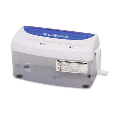 Iris Ohyama Hand Shredder, Home Use, Desktop, Shreds CDs/DVDs/Cards, Cross-Cut, 3.2L Dustbin, Compact, H1ME Blue/White