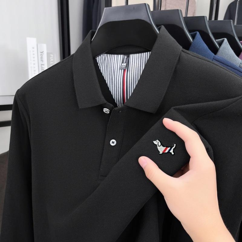 Trend Dog Embroidery 100% Cotton Long Sleeve Polo Shirt Luxury Brand Lapel T-Shirt Autumn Skin Friendly Comfort Fashion Men Wear