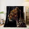 Leopard Profile On Black Background Print Blanket Soft and Cozy Perfect for the Living Room Bed Sofa or a Nap,gift