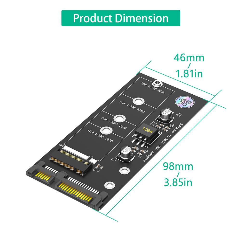 M.2 Key B SSD To SATA 2.5 Adapter for NGFF M.2 2280 2260 2242 2230 SSD Large IC (Not for M.2 NVME)