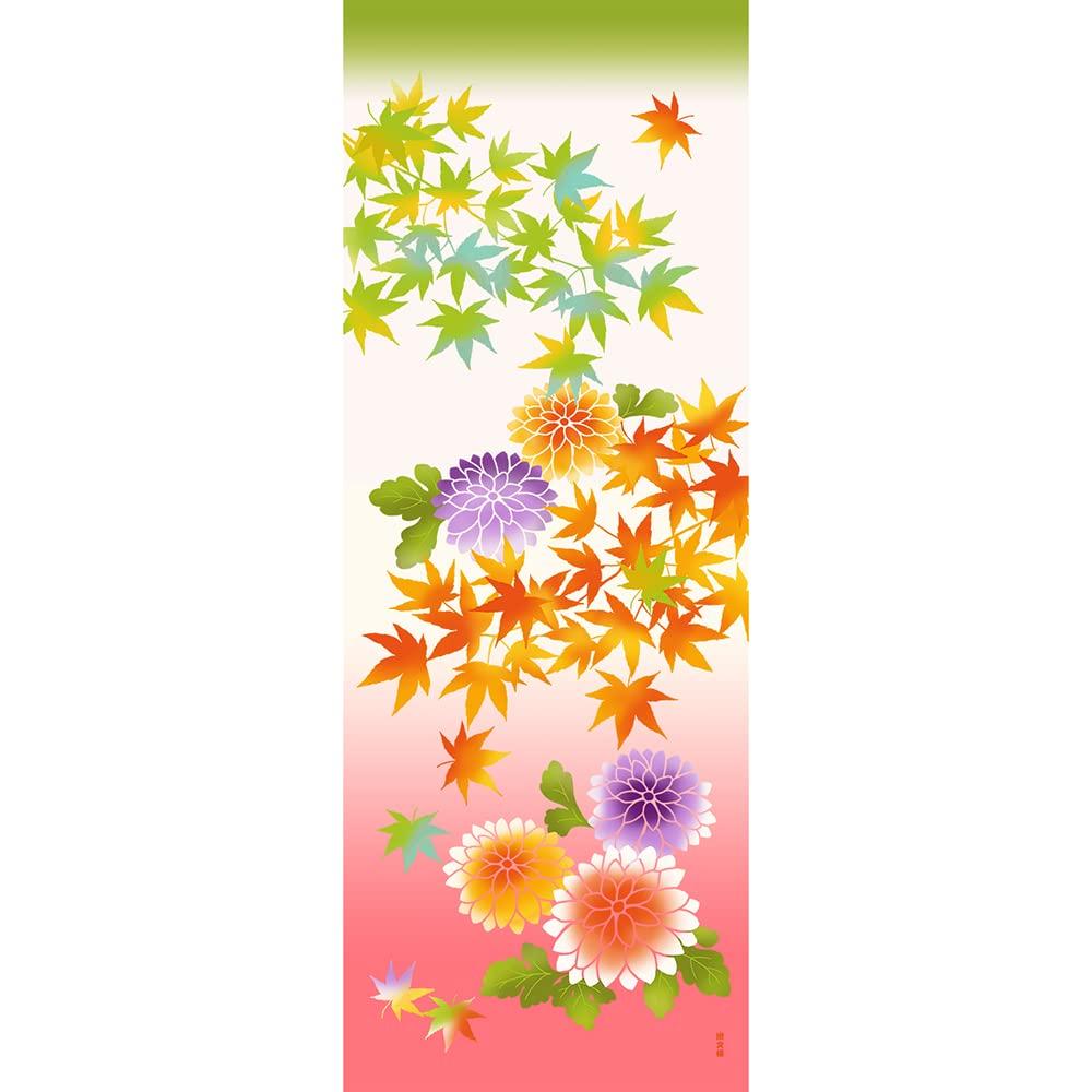 Hamamonyo Picture Tenugui Maiden Chrysanthemum and Maple Leaves (hand towel)
