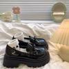 Versatile skirt platform small leather shoes women's 2025 autumn and winter new black retro British style thick heel loafers