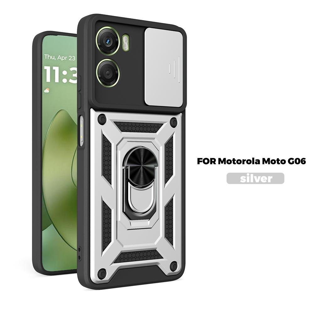 For Motorola Moto G06 4G Case Shockproof Armor Ring Holder Cases For Moto G06 G 06 MotoG06 4G Slide Lens Protect Cover
