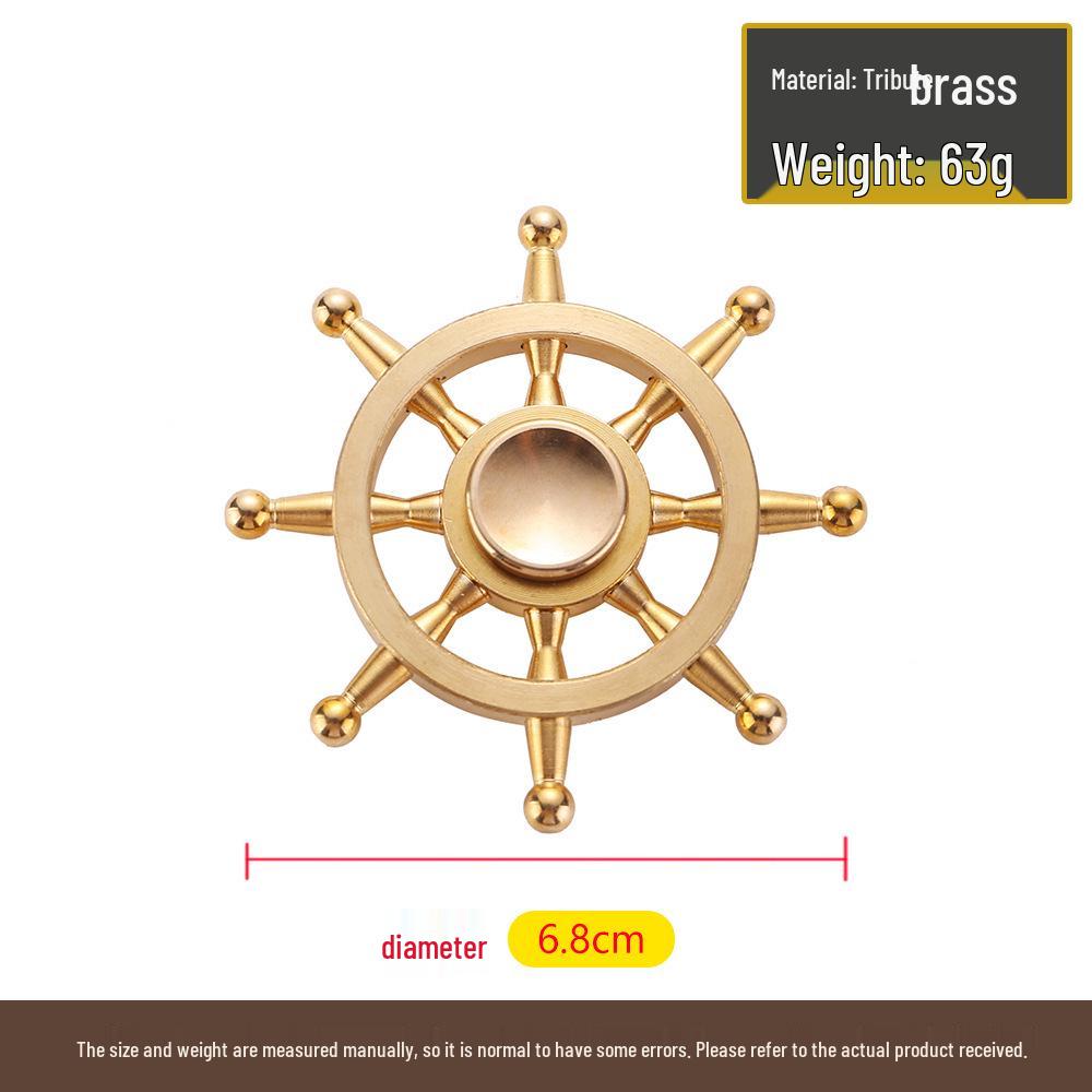 Navigator's Brass Ship Wheel Fidget Spinner - Gyro Hand Toy & Decompression Craft