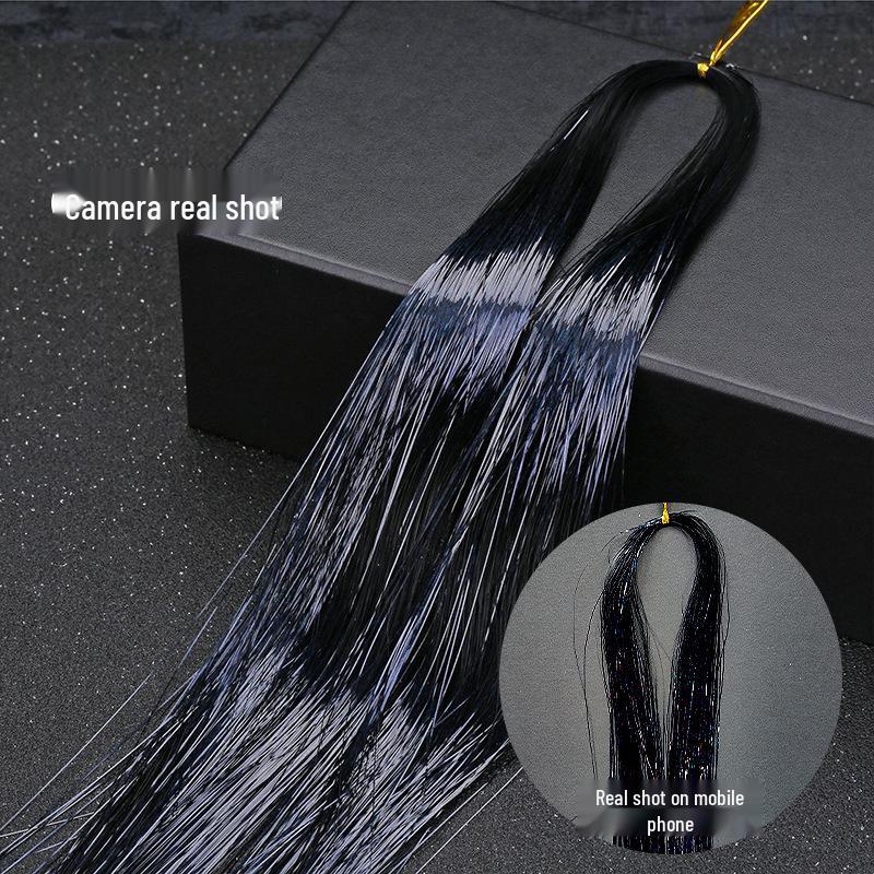 Gold Laser Tinsel Hair Extensions - Shiny Metal Wire, Colorful and Seamless.