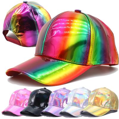 Nuovo berretto da baseball unisex in pelle PU stile laser, cappello da strada hip-hop, uomo e donna, colori abbaglianti, berretto Y2K