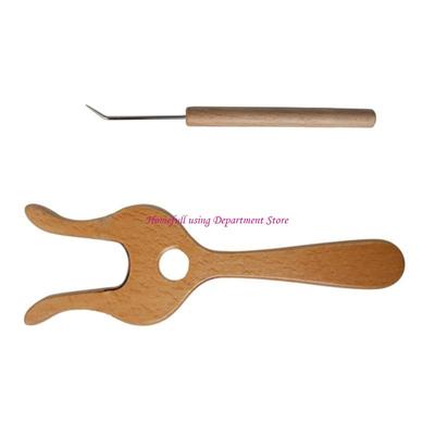 Knitting Fork and Bent Tip Braiding Needle Set Beginner Braiding Weaving Tool for Cord Making Braiding Weaving