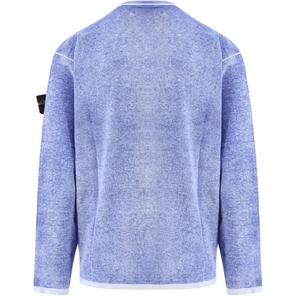 Stone Island Logo Patch Crew Neck Long Sleeve Sweatshirt Men sweatshirt Blue K1S155100030S00Z2-V0028