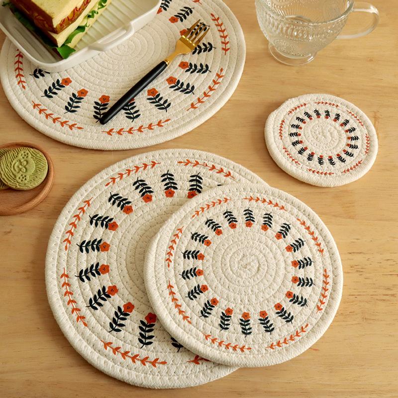Original design printed round cushion placemat creative pot mat non-slip mat thermal insulation mat coaster Japanese placemat