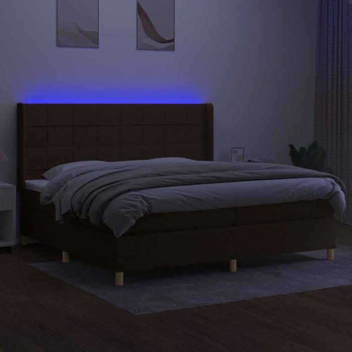 VidaXL Sommier à Lattes de Lit avec Matelas et LED, Lit Rembourré avec Tête de Lit, Lit Double, Lit Adulte de Chambre, 3138904