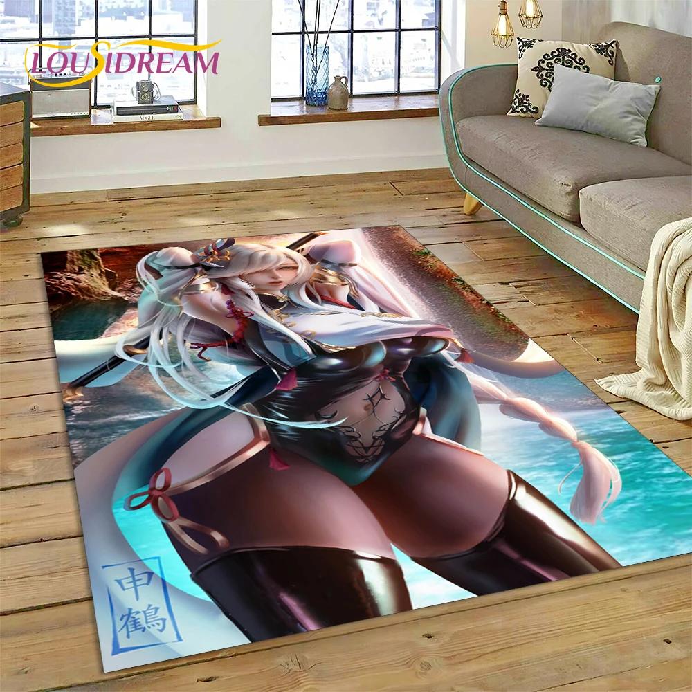 3D Anime Game Character Sexy Lace Girls Cartoon Carpet Rug for Home Living Room Bedroom Sofa Doormat Decor,Area Rug Non-slip Mat