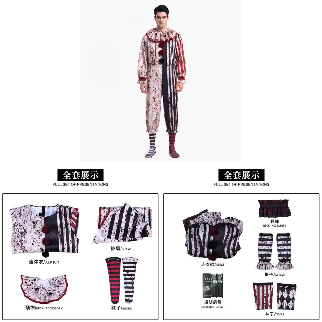 Terrifier Cosplay Costume Set With Satin Fabric For Halloween Party And Anime Role Play