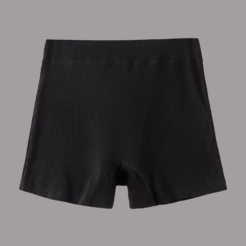 Ribbed Women's Safety Shorts: Breathable, Non-Chafing Boxer Briefs with Cotton Crotch & Anti-Exposure Design