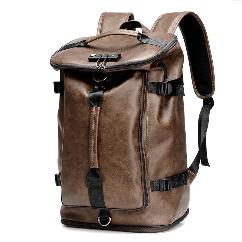 

Мужской рюкзак из искусственной кожи с USB-зарядкой, большой вместимости, рюкзак для путешествий и ноутбука, студенческий рюкзак, сумки с защитой от кражи и паролем