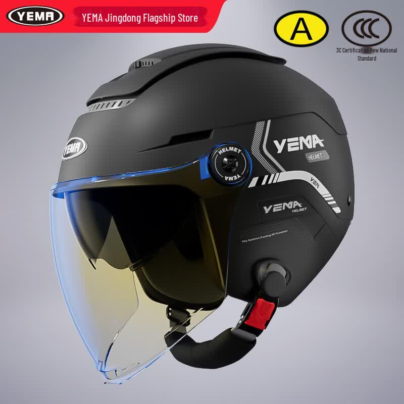 YEMA 370S Dual Visor All-Season Motorcycle & E-Bike Half Helmet