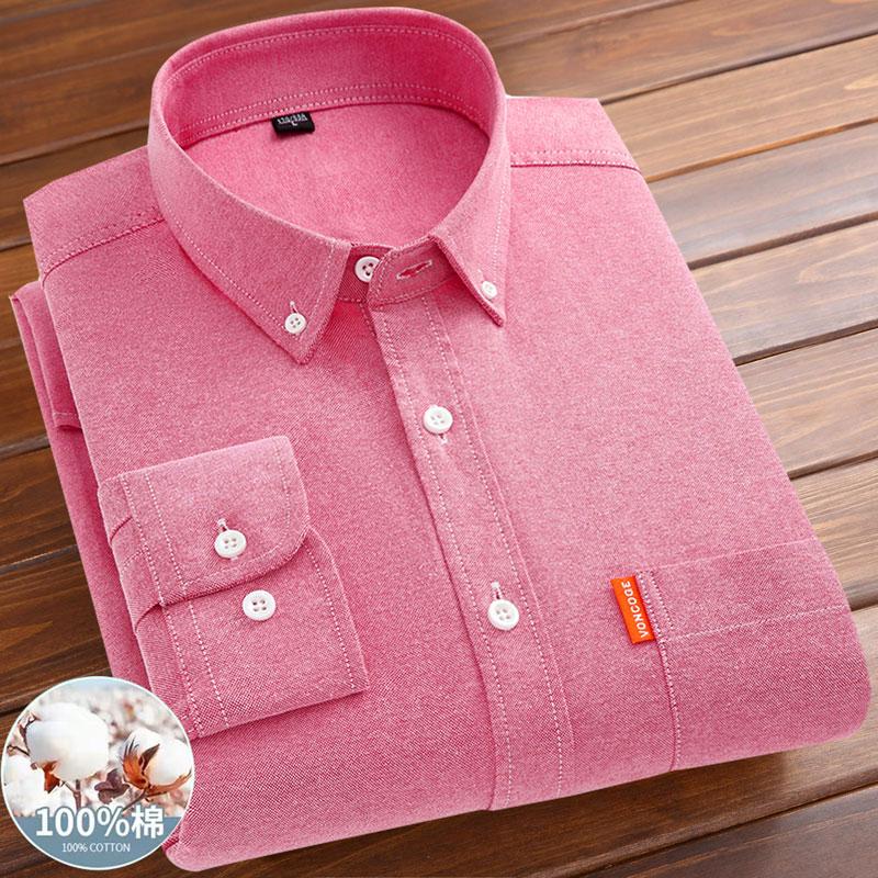 

Men s shirt long sleeve 100% cotton spring/summer Oxford woven non-ironing anti-wrinkle Business casual high quality M