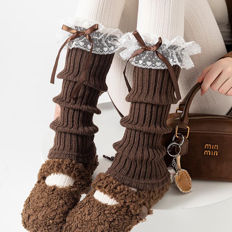 Boots Cotton Ballet Socks Cover Spring And Autumn Lolita Bow Sweet Lace Stacking Socks Leg Warmer
