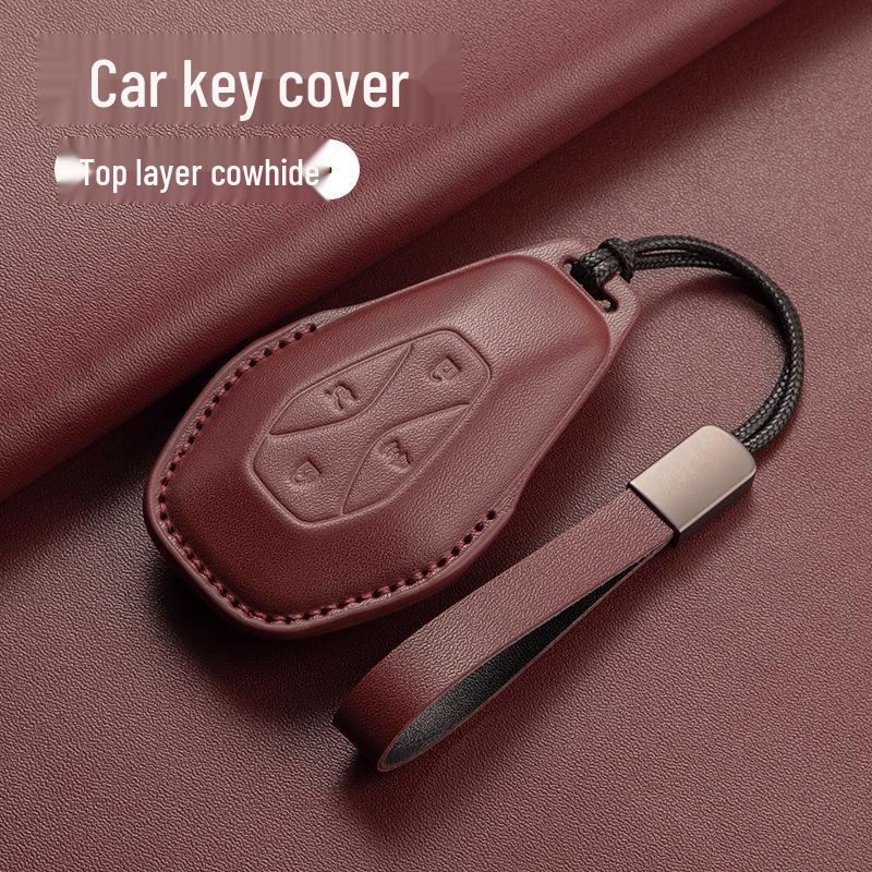 Genuine Leather Key Case for Jihu Alpha S5, Kaola T5, BAIC New Energy ARCFOX Cars