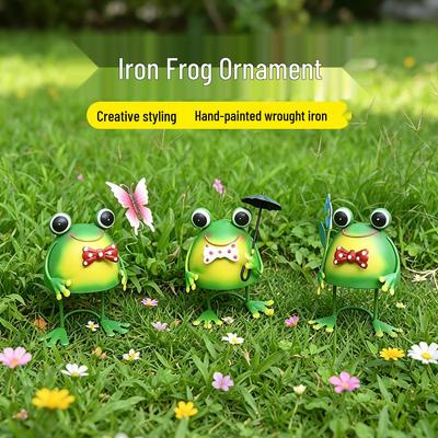 New Iron Art Frog Garden Ornament: Metal Craft for Courtyard and Lawn Decor.