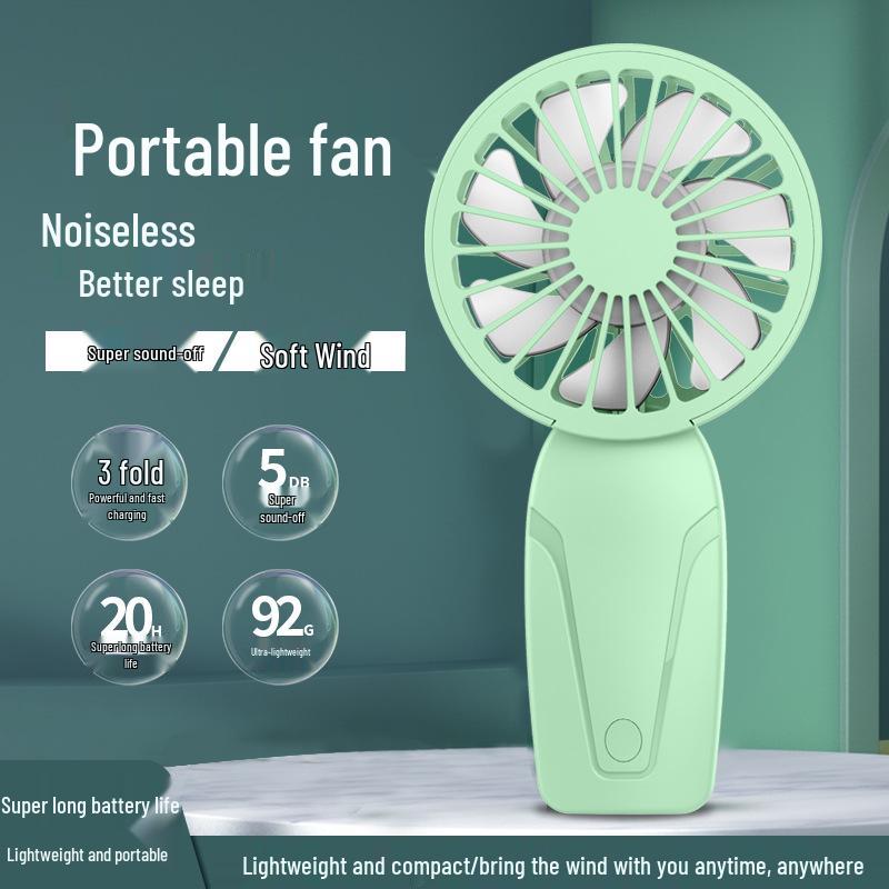 

Portable USB Rechargeable Mini Fan - Ideal for Outdoor, Dorm, and Handheld Use, with Gift Print Logo 138×70×40 mm зелёный