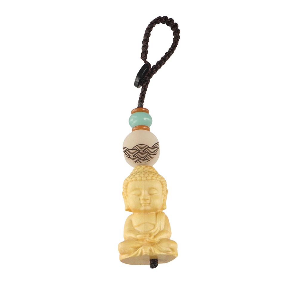 Handcarved Buddhist Keychain Wooden Buddhist Keyring Tathagata Buddha Lanyard  Carving Pendant