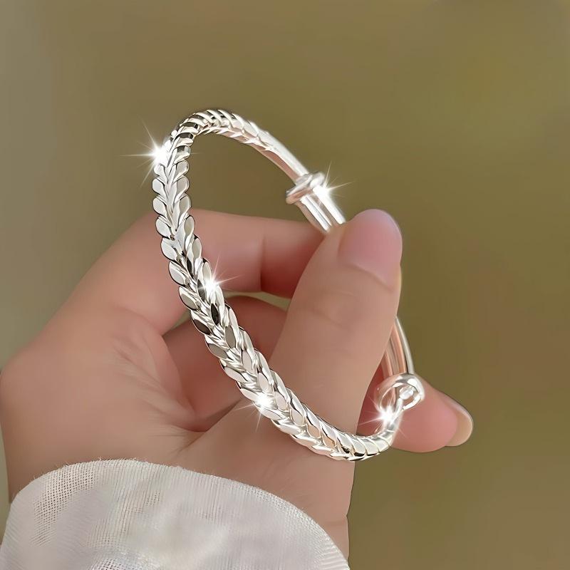 pure silver bracelet, bohemian wheat ear design, adjustable bracelet suitable for women's daily wear